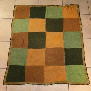 Colorful Patchwork Knit Blanket 54x48